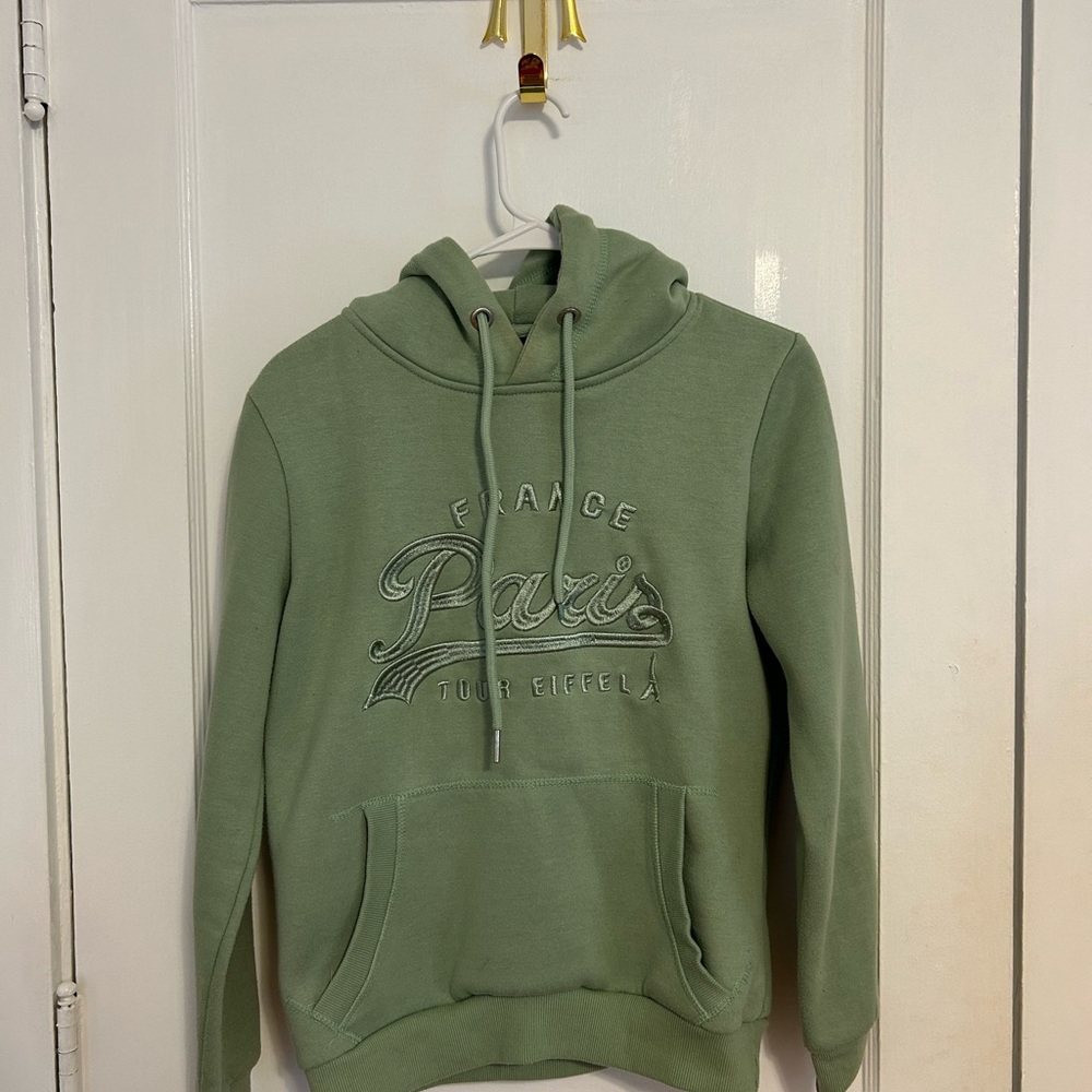 Women's Green Paris Embroidered Hoodie